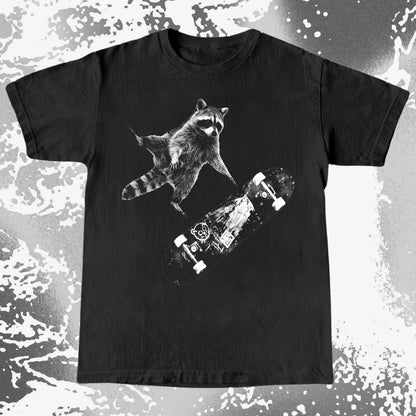 Skateboarding Raccoon Shirt – Mid Air Chaos Tee, funny meme tee gift (view 15)