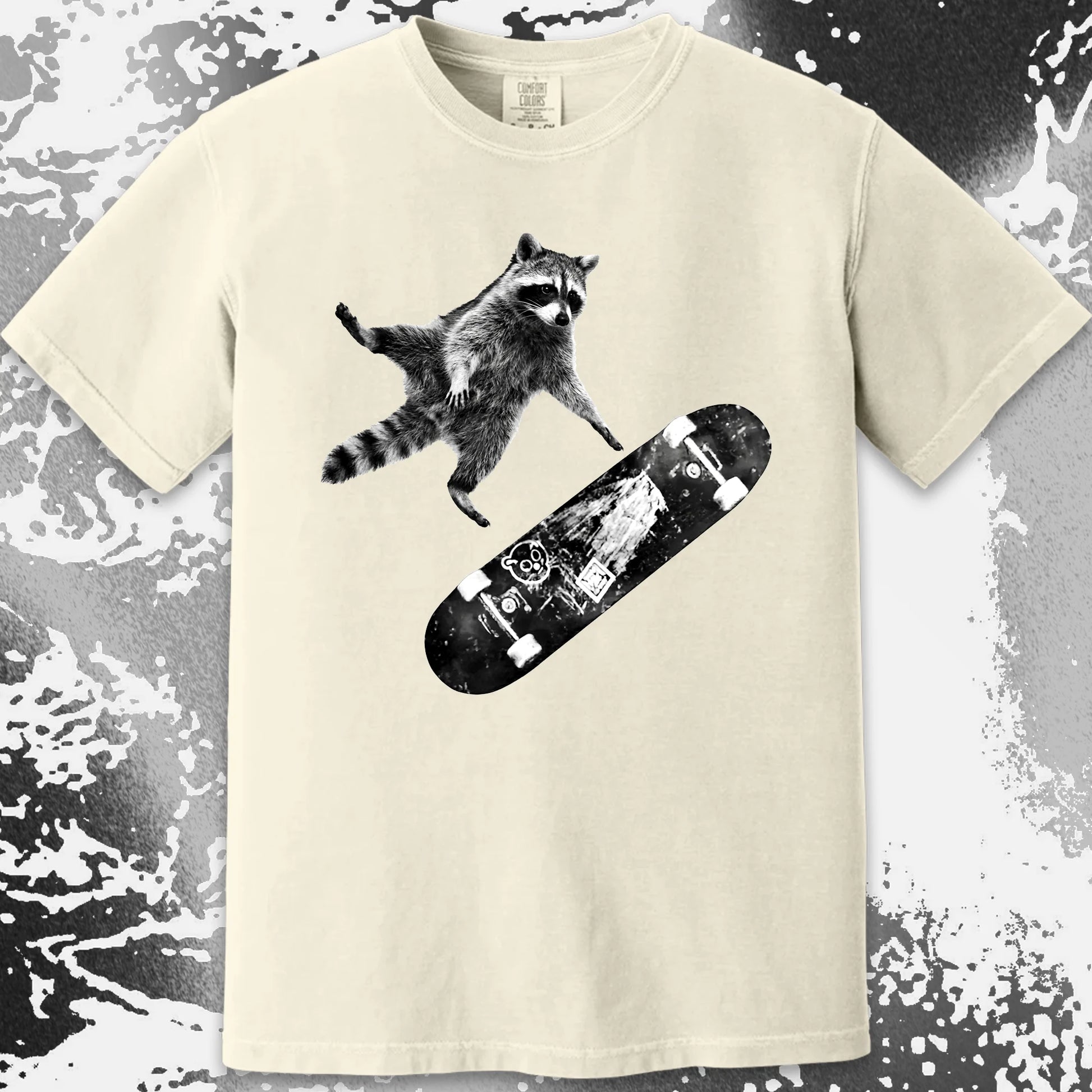 Skateboarding Raccoon Shirt – Mid Air Chaos Tee, funny meme tee gift (view 3)