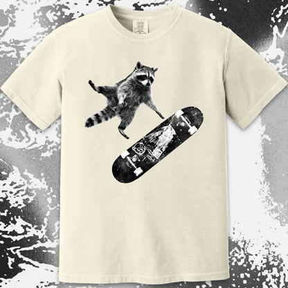 Skateboarding Raccoon Shirt – Mid Air Chaos Tee, funny meme tee gift (view 3)
