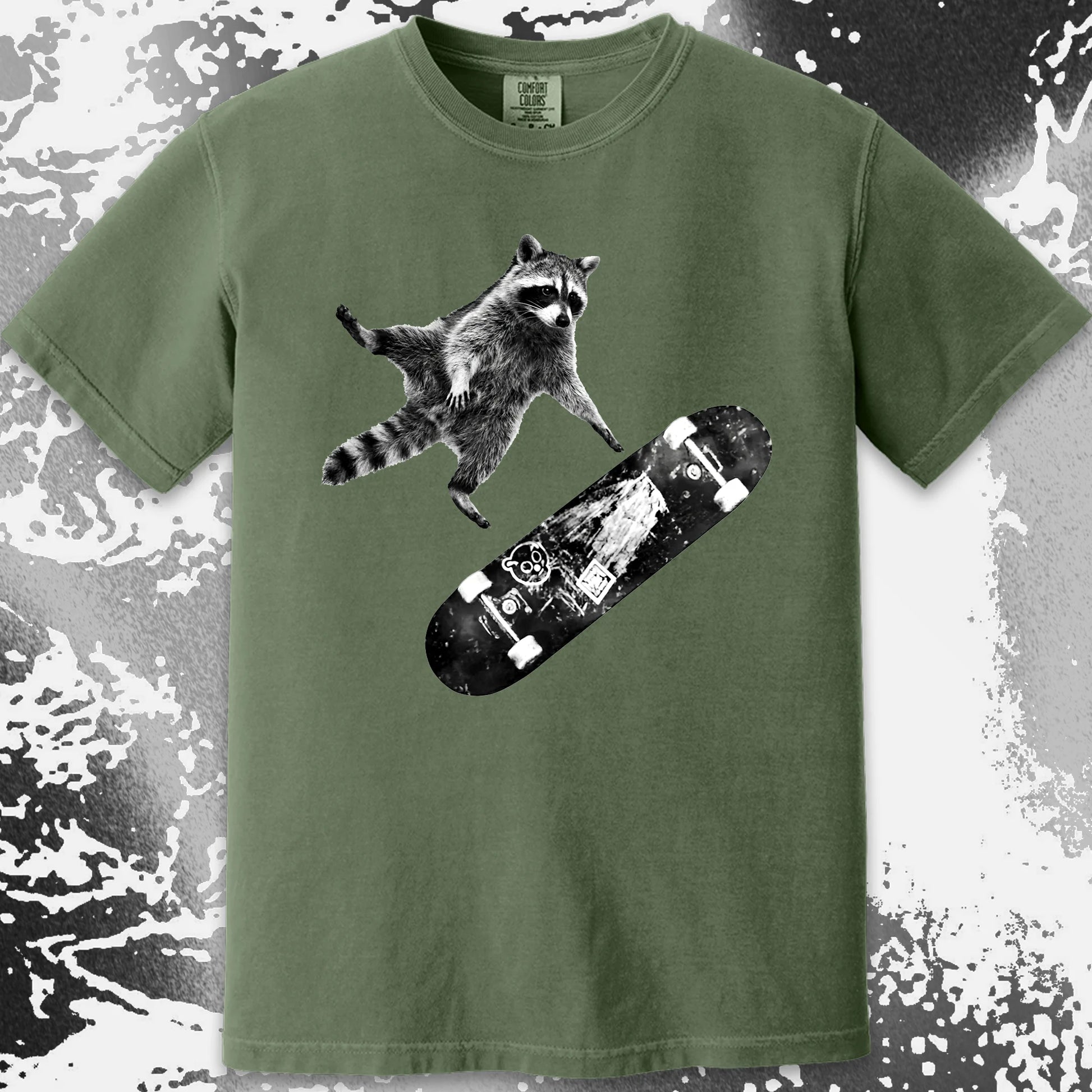 Skateboarding Raccoon Shirt – Mid Air Chaos Tee, funny meme tee gift (view 6)