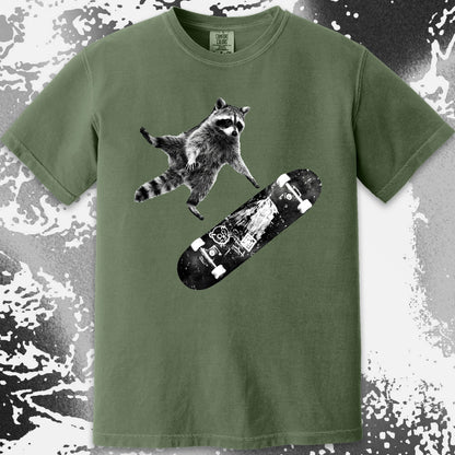 Skateboarding Raccoon Shirt – Mid Air Chaos Tee, funny meme tee gift (view 6)