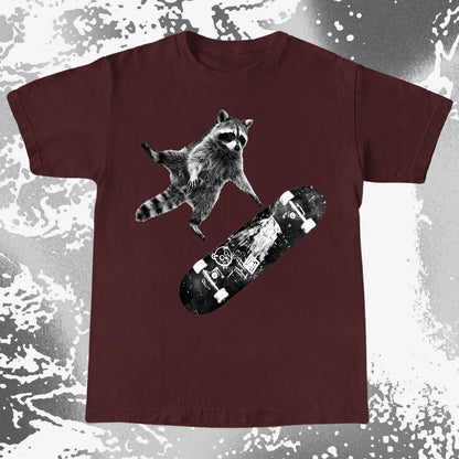 Skateboarding Raccoon Shirt – Mid Air Chaos Tee, funny meme tee gift (view 4)