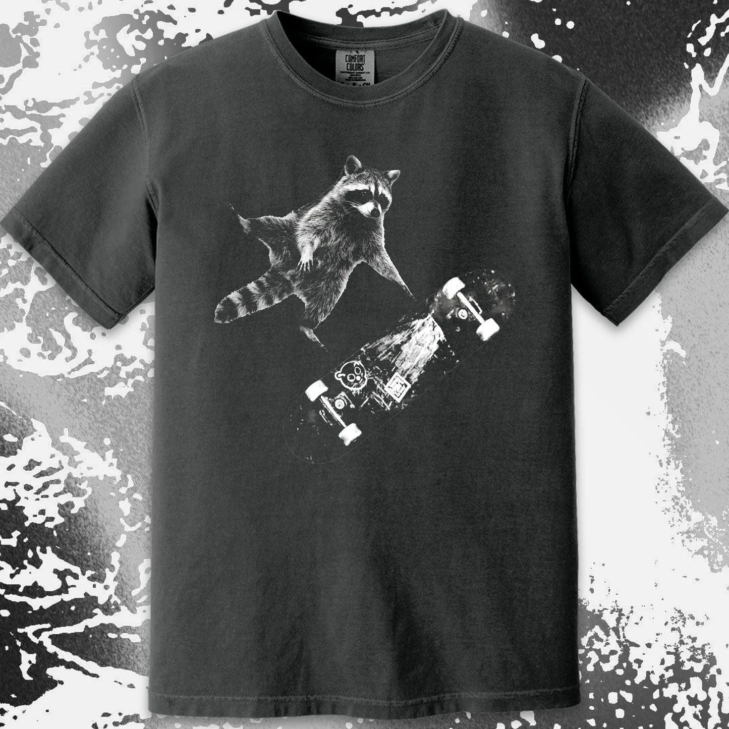 Skateboarding Raccoon Shirt – Mid Air Chaos Tee, funny meme tee gift (view 8)