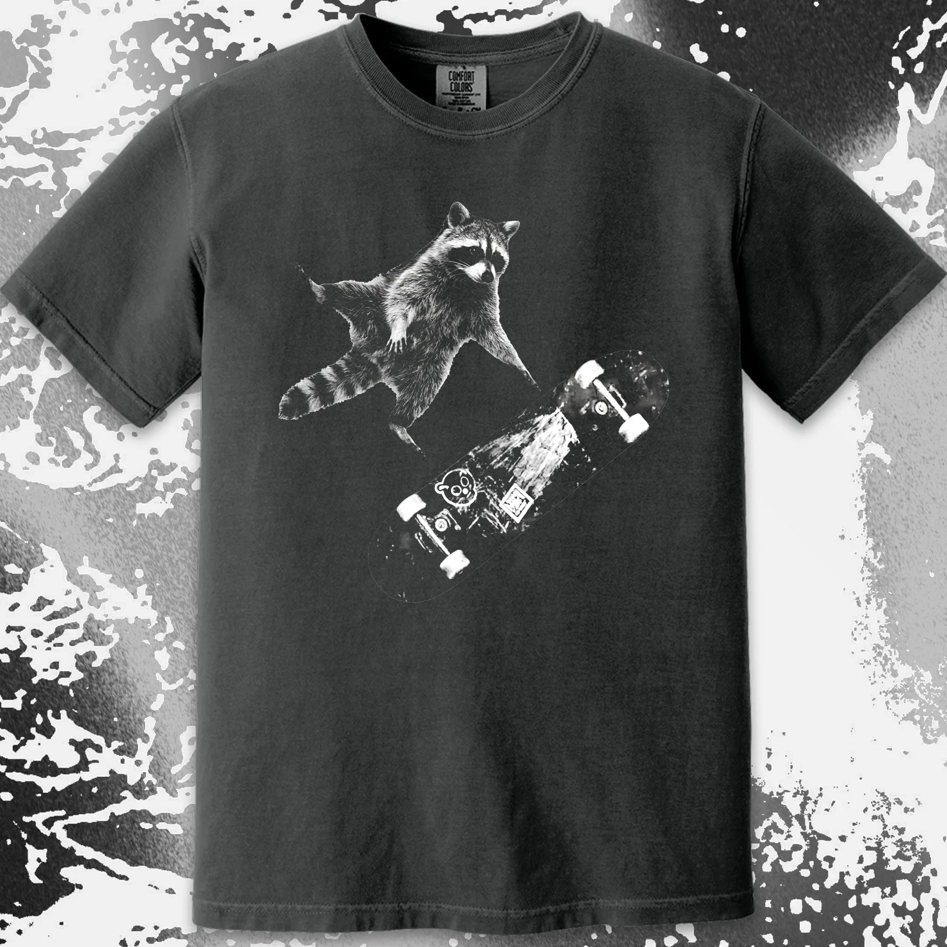 Skateboarding Raccoon Shirt – Mid Air Chaos Tee, funny meme tee gift (view 8)