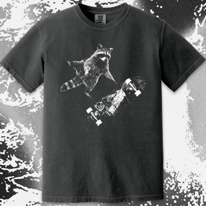 Skateboarding Raccoon Shirt – Mid Air Chaos Tee, funny meme tee gift (view 8)