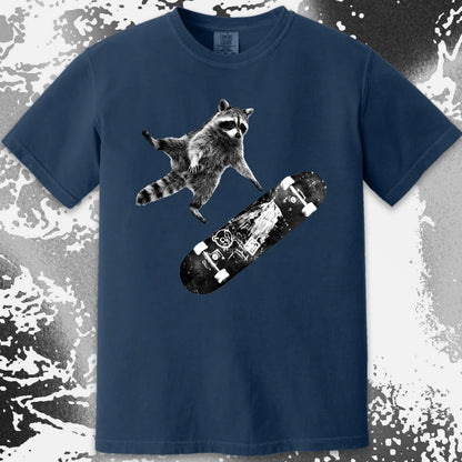 Skateboarding Raccoon Shirt – Mid Air Chaos Tee, funny meme tee gift (view 10)