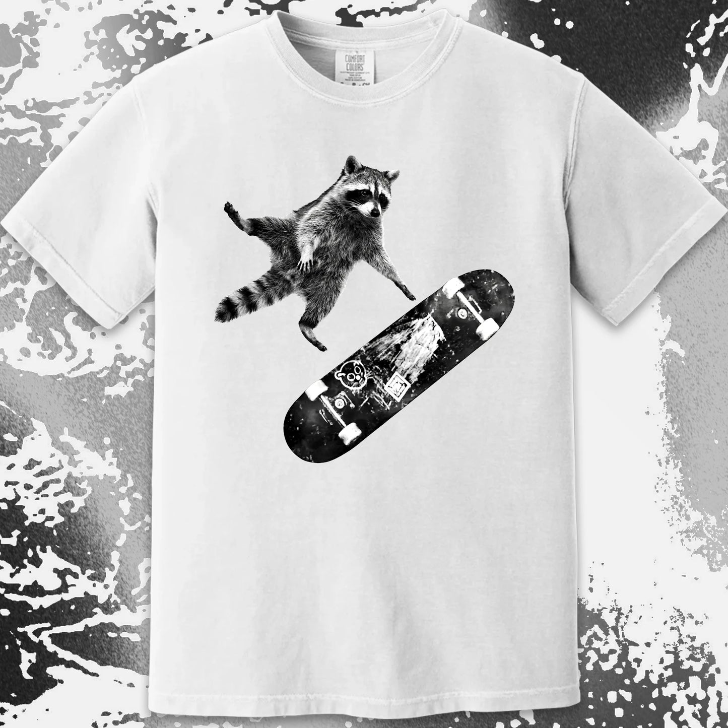 Skateboarding Raccoon Shirt – Mid Air Chaos Tee, funny meme tee gift (view 11)