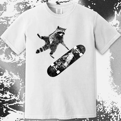 Skateboarding Raccoon Shirt – Mid Air Chaos Tee, funny meme tee gift (view 11)