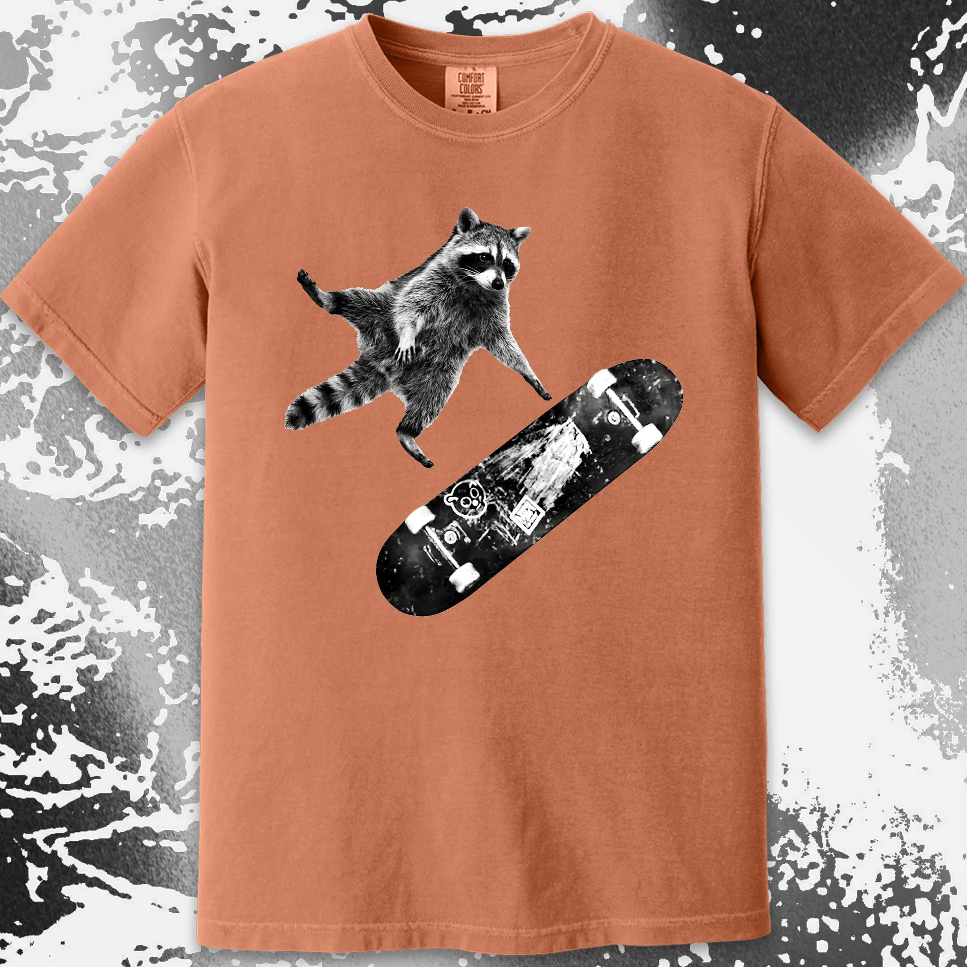 Skateboarding Raccoon Shirt – Mid Air Chaos Tee, funny meme tee gift (view 12)