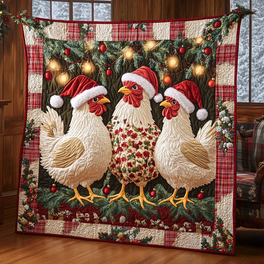 Fuzzy Santa Chicken Quilt Blanket