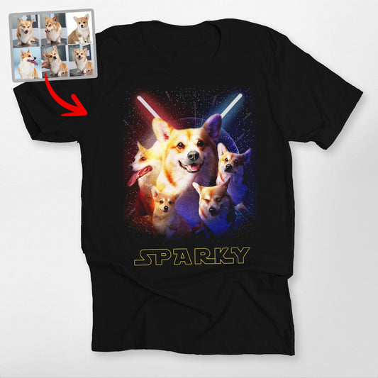 Galaxy Customized Dog Portrait Unisex T-Shirt, custom pet portrait gift for pet lovers