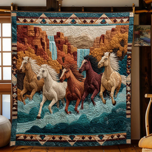 Gallop Through The Glade Quilt Blanket