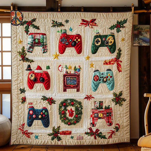Gamer's Christmas Quilt Blanket