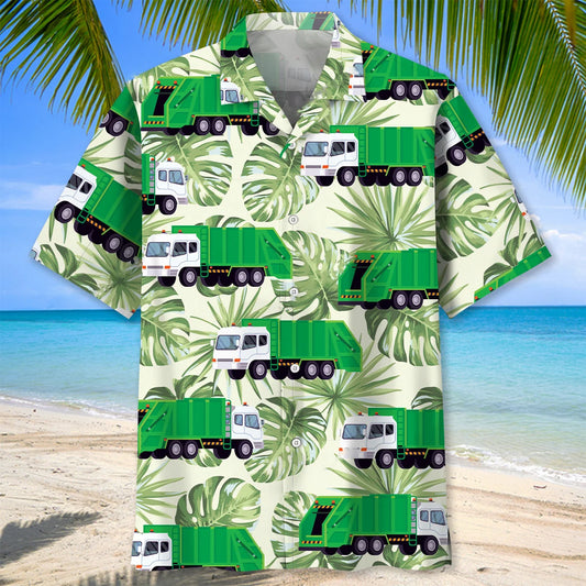 Garbage Truck Green Hawaiian Shirt - S - hawaiian shirt