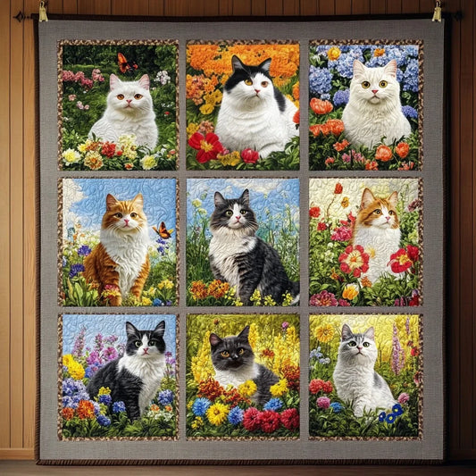 Garden Of Cats Quilt Blanket