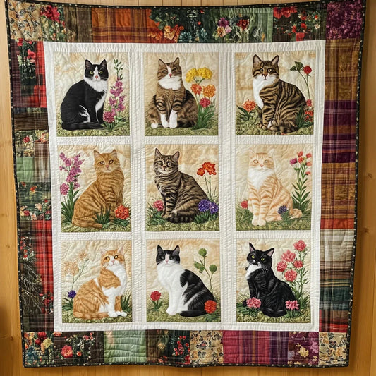 Garden Whisper Cat Quilt Blanket