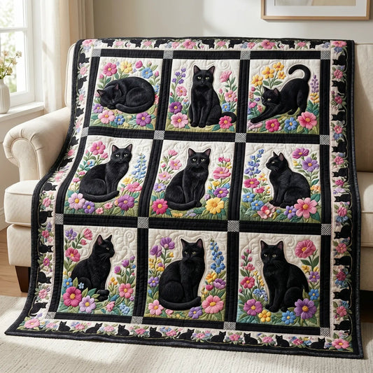 Gardening Black Cats Quilt Blanket