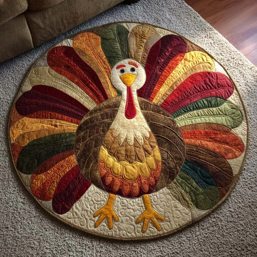 Gathered Turkey Quilted Round Mat