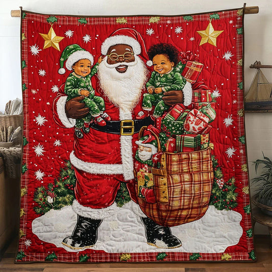 Gentle Black Santa Claus Smile Quilt Blanket