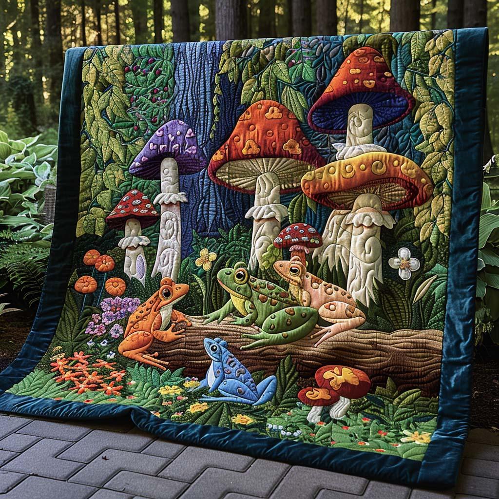 Gentle Frog Quilt Blanket - Quilted Blanket by OtterMia