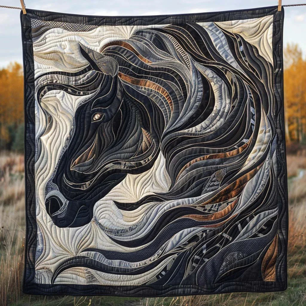 Gentle Horse Quilt Blanket - Quilted Blanket by OtterMia