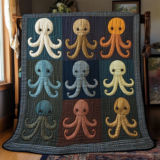 Gentle Patchwork Octopus Quilt Blanket