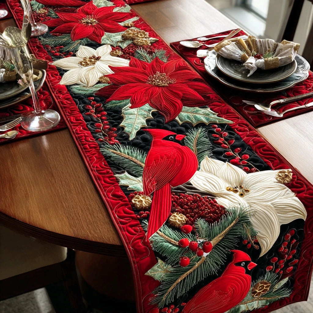 Gentle Red Glow Quilted Table Runner