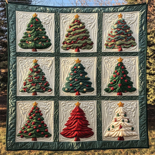 Geometric Christmas Tree Quilt Blanket