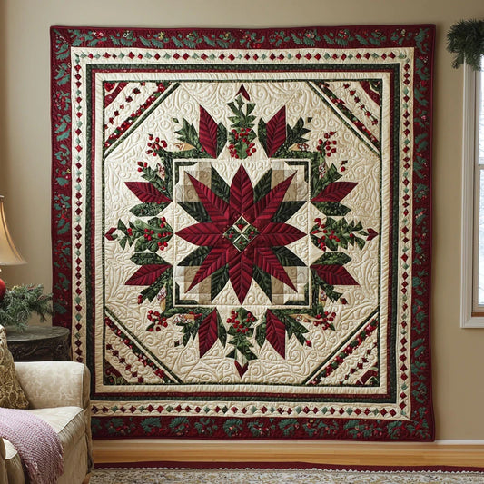 Geometric Poinsettia Quilt Blanket