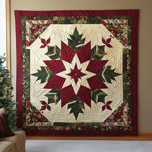 Geometric Poinsettia Quilt Blanket