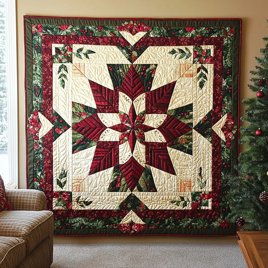 Geometric Poinsettia Quilt Blanket
