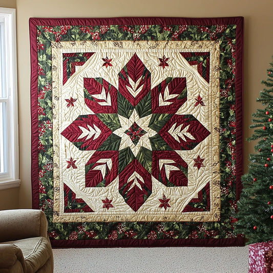 Geometric Poinsettia Quilt Blanket