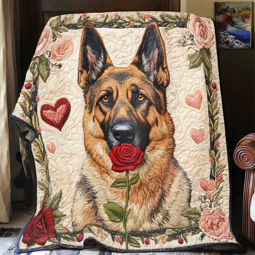 German Shepherd Heart Quilt Blanket