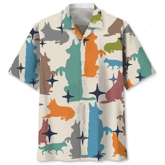 German Shepherd Colorful Hawaiian Shirt - S - hawaiian shirt