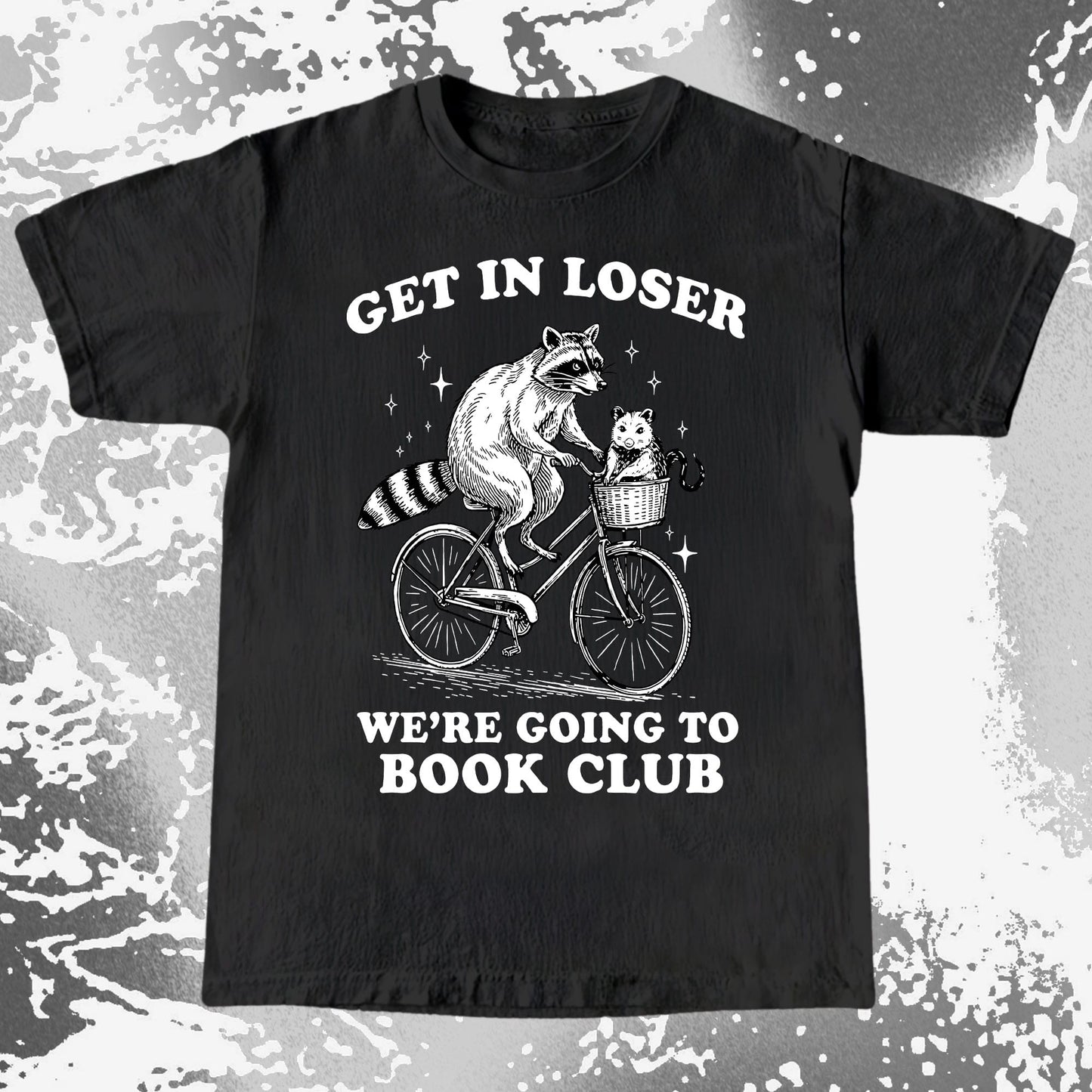 Funny Raccoon Opossum Get In Loser Book Club Shirt, funny meme tee gift (view 3)