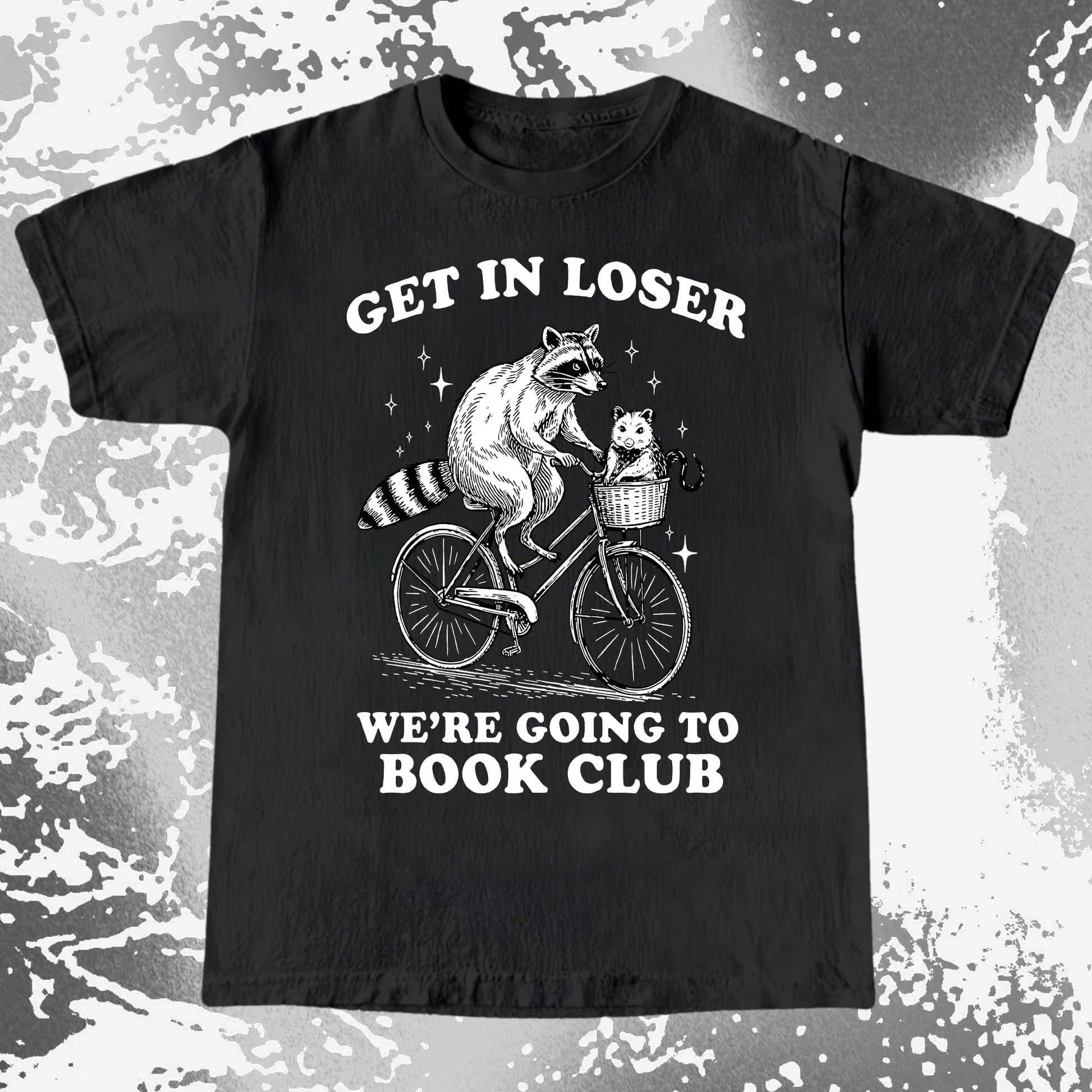 Funny Raccoon Opossum Get In Loser Book Club Shirt, funny meme tee gift (view 3)