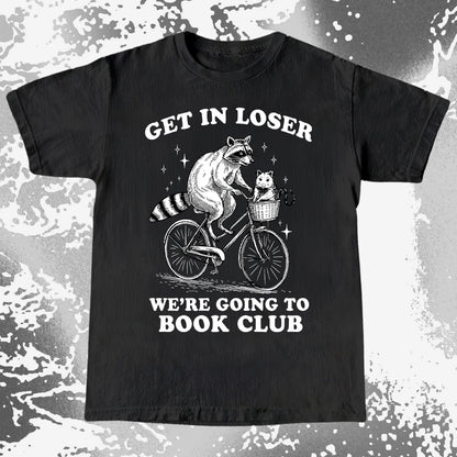 Funny Raccoon Opossum Get In Loser Book Club Shirt, funny meme tee gift (view 3)