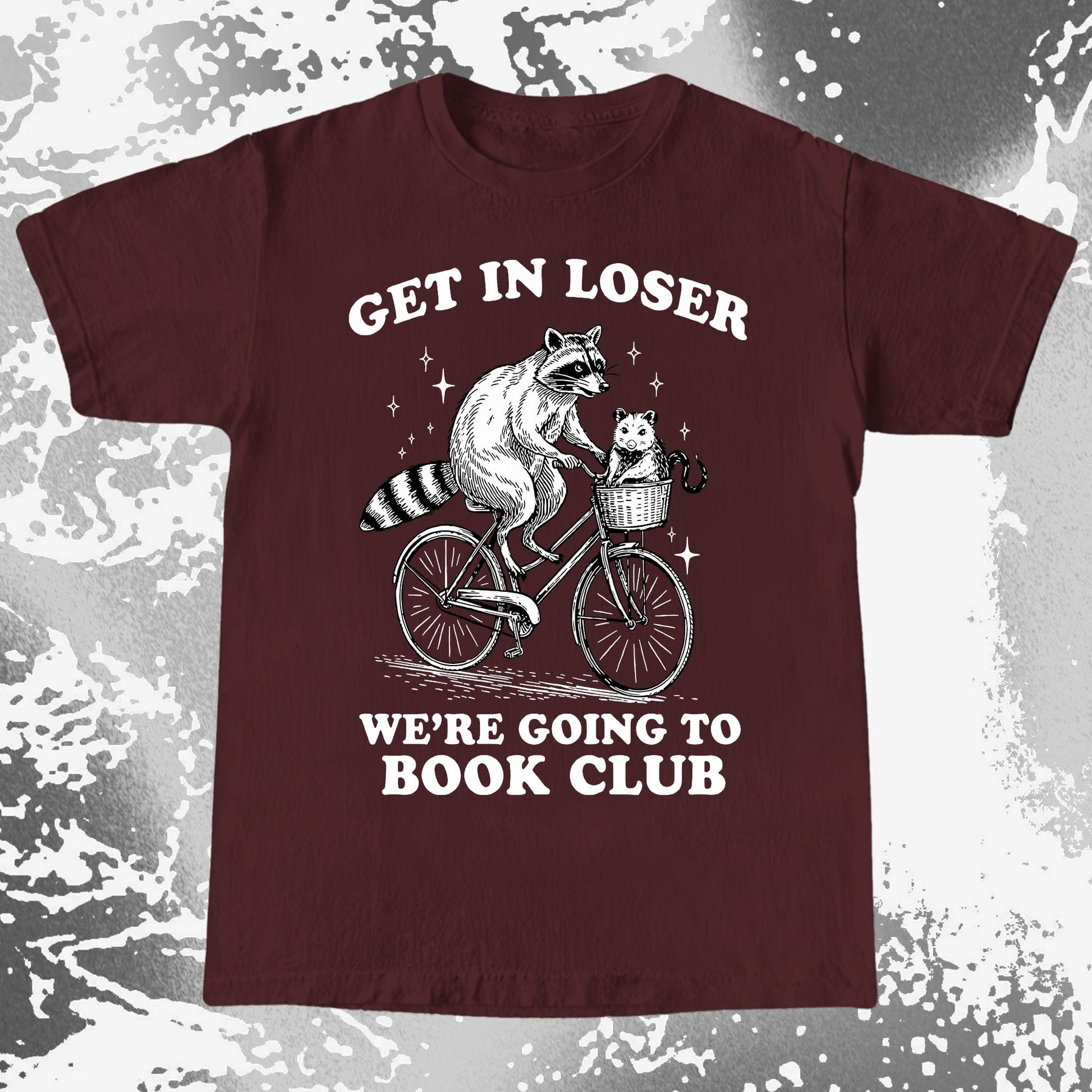 Funny Raccoon Opossum Get In Loser Book Club Shirt, funny meme tee gift (view 9)