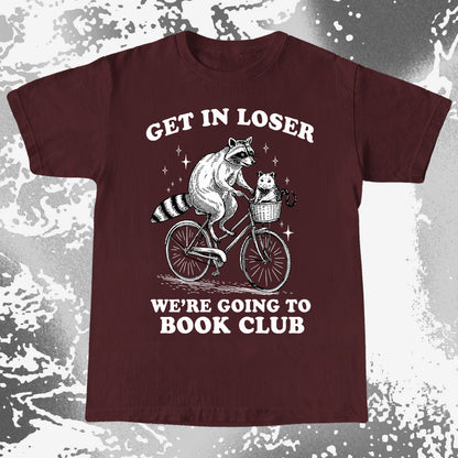 Funny Raccoon Opossum Get In Loser Book Club Shirt, funny meme tee gift (view 9)