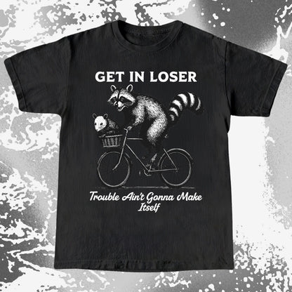 Get In Loser Raccoon Opossum Trouble Maker, funny meme tee gift (view 3)