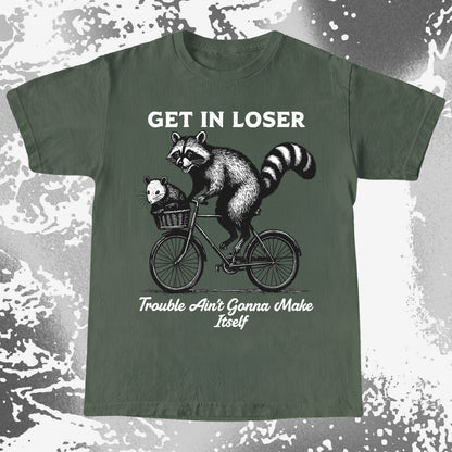 Get In Loser Raccoon Opossum Trouble Maker, funny meme tee gift (view 5)