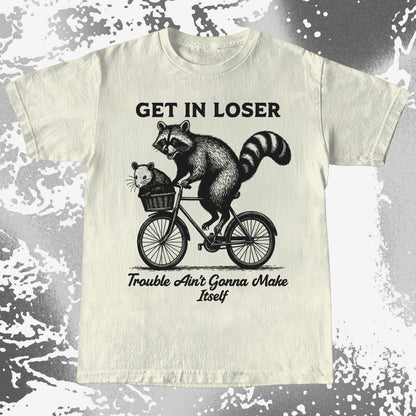 Get In Loser Raccoon Opossum Trouble Maker, funny meme tee gift (view 4)