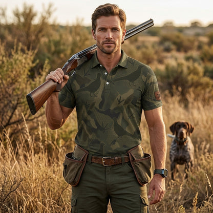 Pheasant Camouflage Hunting Men Polo Shirt