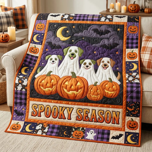 Ghost Dogs Halloween Quilt Blanket