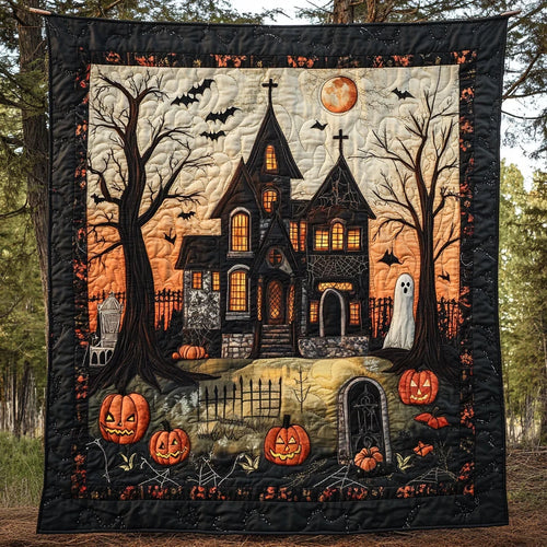 Ghostly Dwelling Quilt Blanket