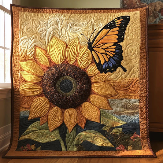 Giant Sunflower & Monarch Quilt Blanket