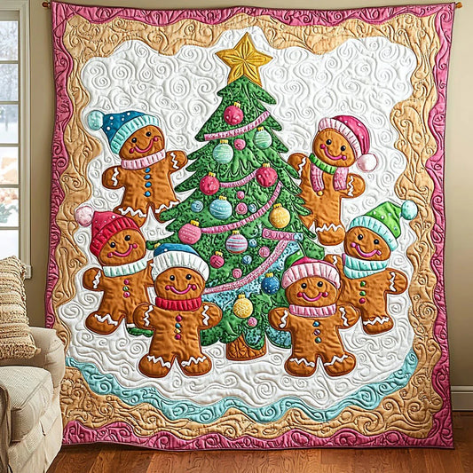 Gingerbread Family Quilt Blanket