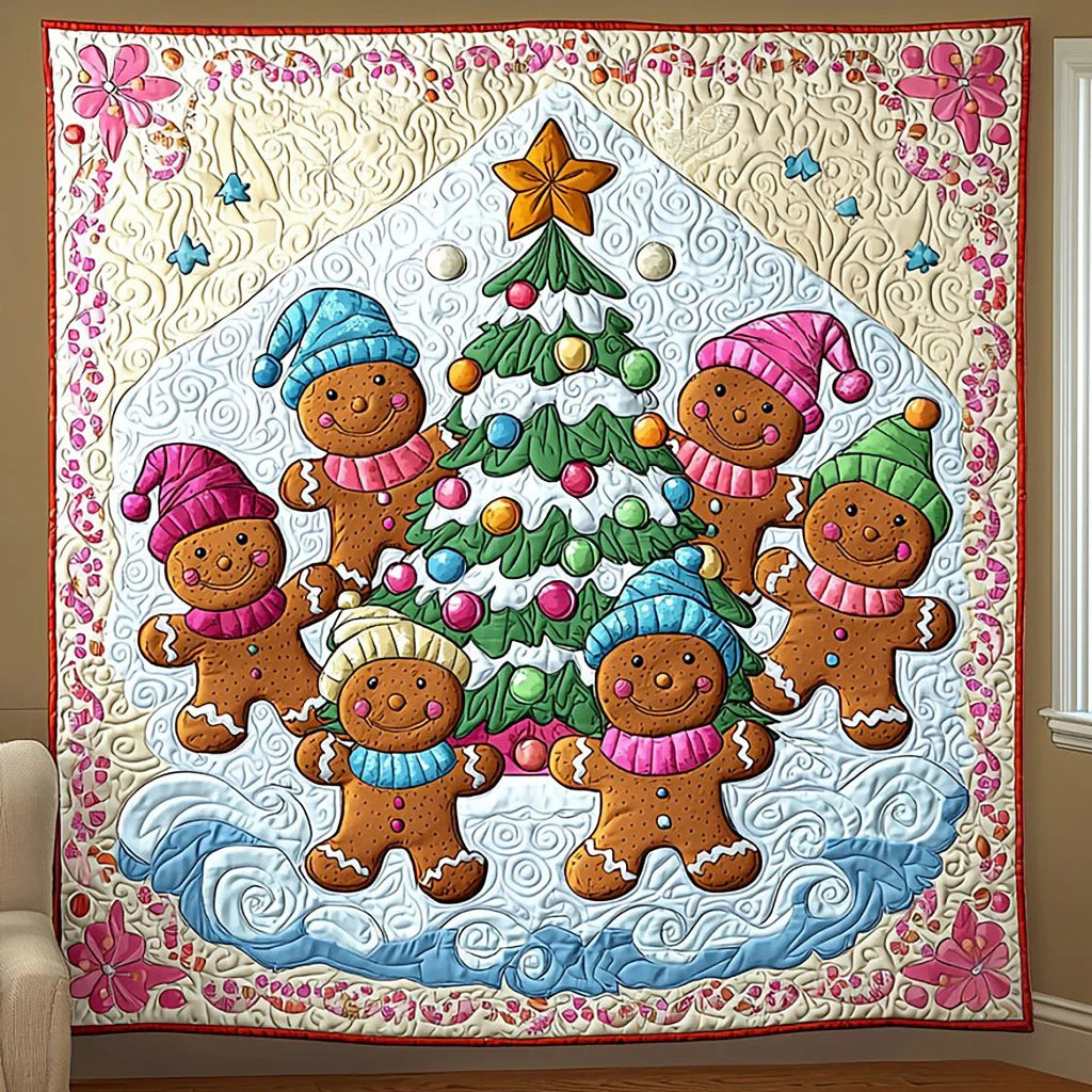 Gingerbread Family Quilt Blanket