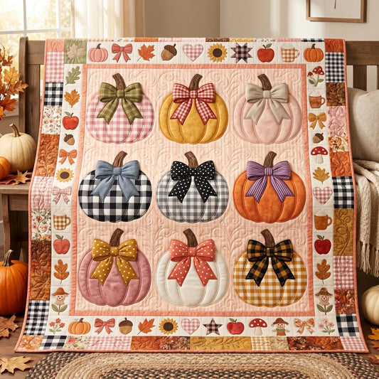 Gingham Pumpkins Quilt Blanket