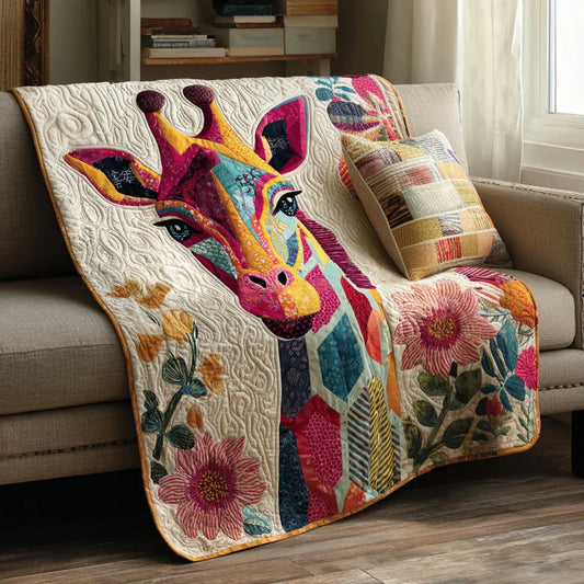 Giraffe Journey Quilt Blanket - Quilted Blanket by OtterMia